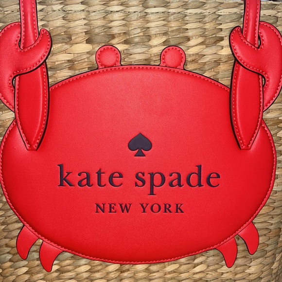 ♠️kate spade Pinch Me Crab Large Natural Straw Tote - Picture 8 of 14